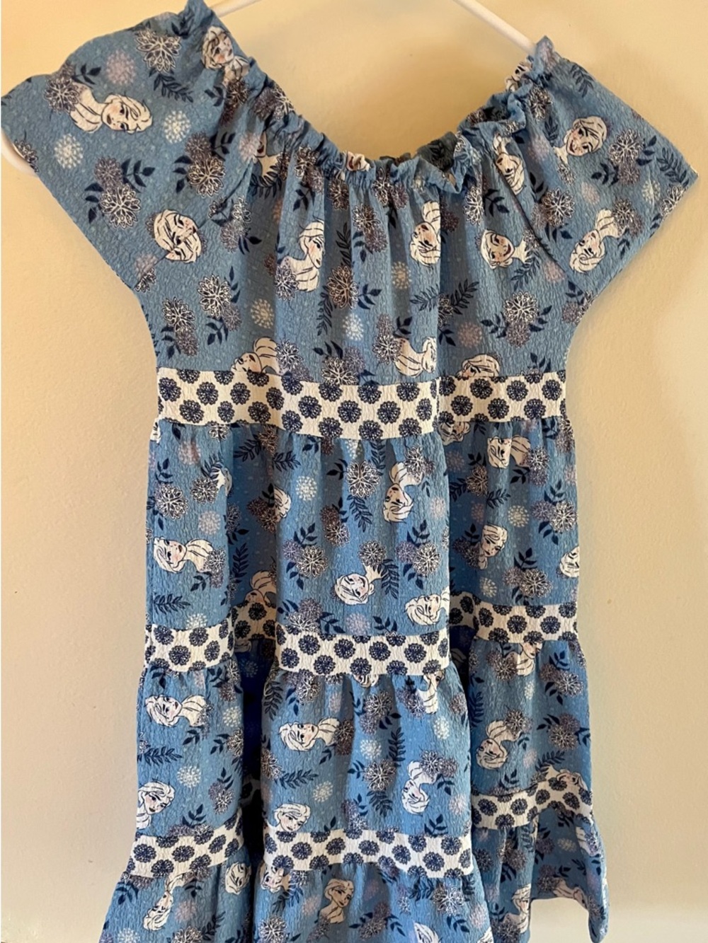 Disney Frozen  Blue Floral & Character Tiered Casual Dress